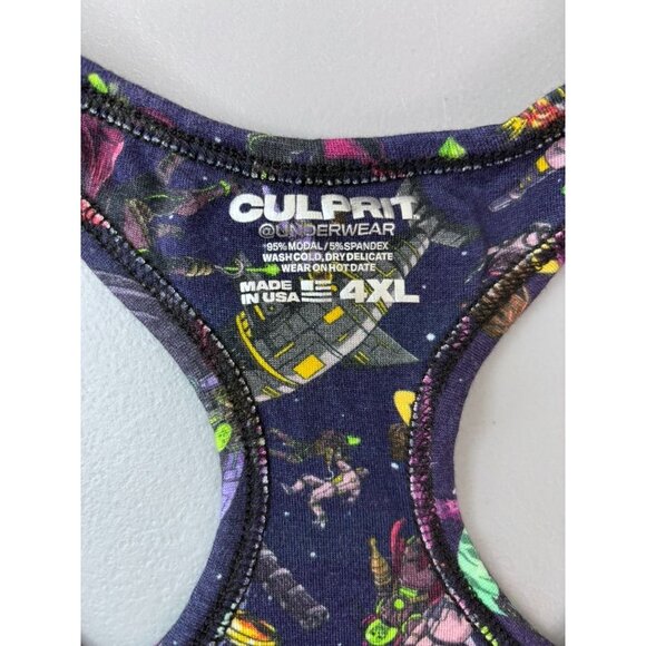 Culprit women's 4XL purple space print racerback unlined wireless lounge bra - Picture 2 of 4